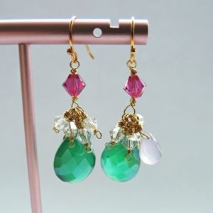 Chalcedony and Swarovski Earrings